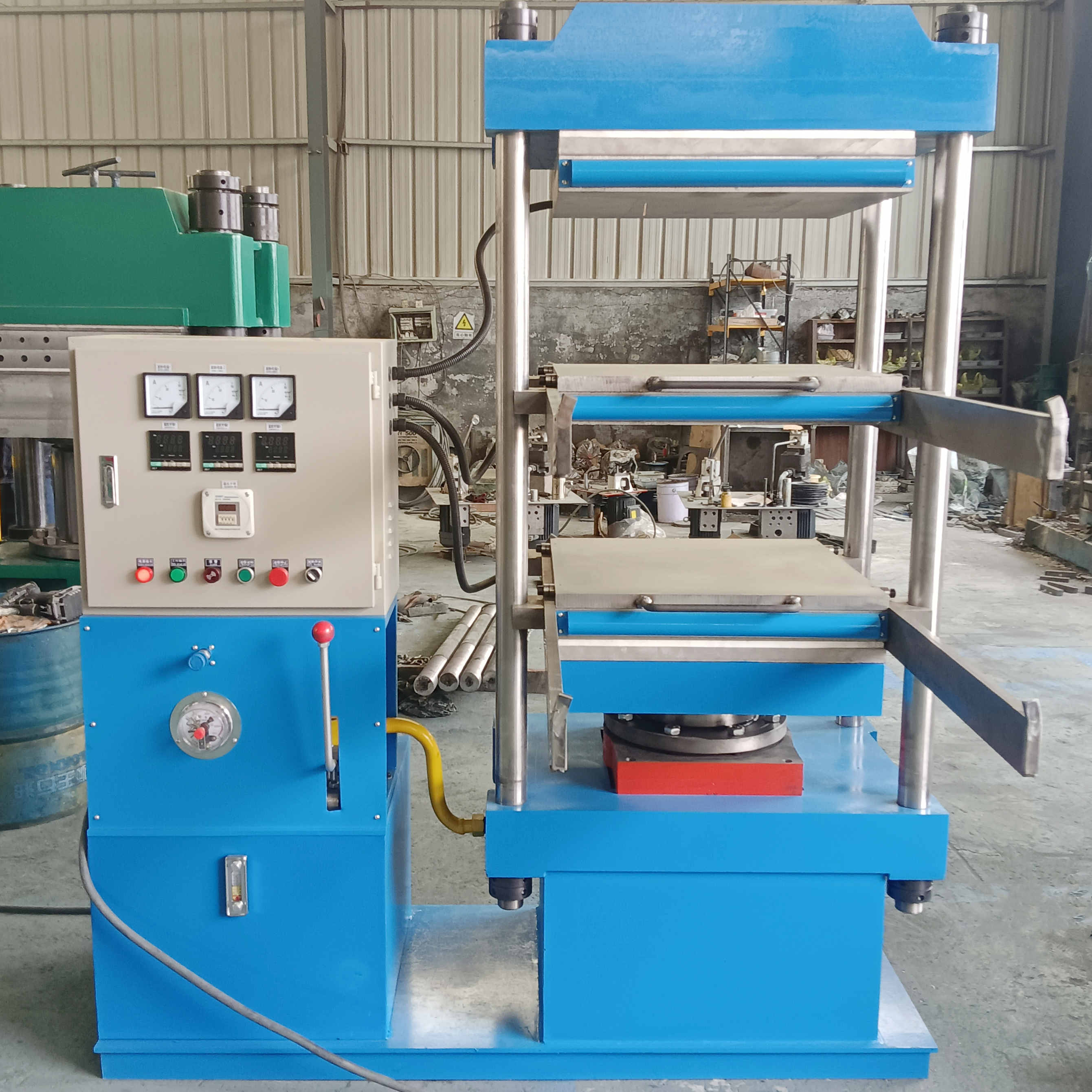 80-Ton Hot Press Machine - Four-Column Flat Plate Vulcanizing Press - Custom Double-Layer Structure Hot Forming Machine